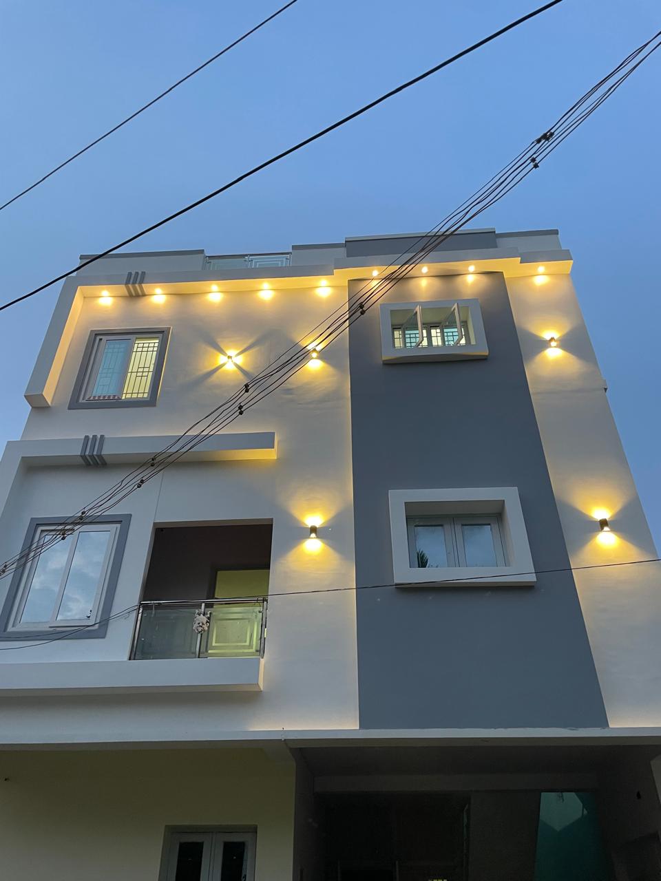 Modern home elevation lighting design Trichy